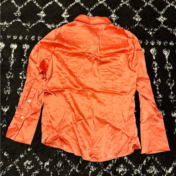 Ramy Brook Victoria Radiant Coral Silk button down Blouse medium - Picture 2 of 4